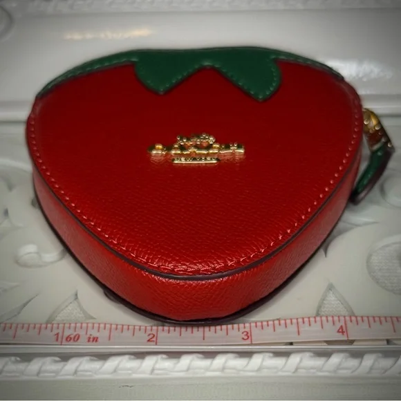 NWT Coach Strawberry Coin Case, Bold Red | Mini Cosmetic Case - Picture 4 of 8